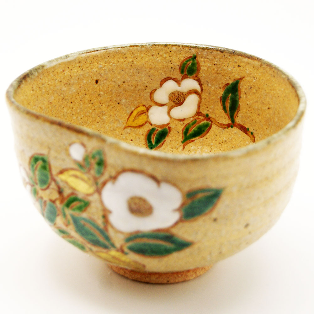 抹茶茶碗 椿絵 冬物 中村良二作 茶道具 Tea ceremony utensils 茶器 抹茶を点てる道具 竹製品 陶磁器 茶の湯道具 抹茶 matcha 茶道具類 お点前 水屋 お稽古用 美術品 裏千家 表流 表千家 千家 武者小路千家 薮内流