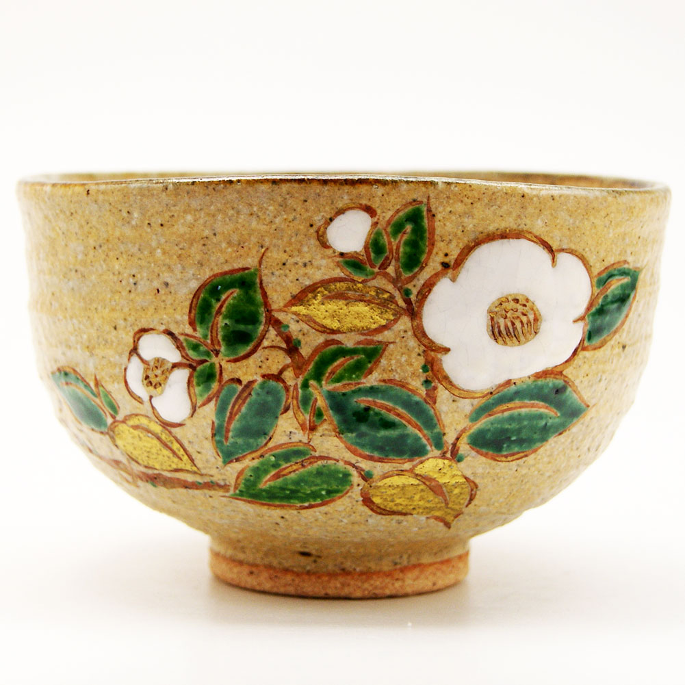 抹茶茶碗 椿絵 冬物 中村良二作 茶道具 Tea ceremony utensils 茶器 抹茶を点てる道具 竹製品 陶磁器 茶の湯道具 抹茶 matcha 茶道具類 お点前 水屋 お稽古用 美術品 裏千家 表流 表千家 千家 武者小路千家 薮内流