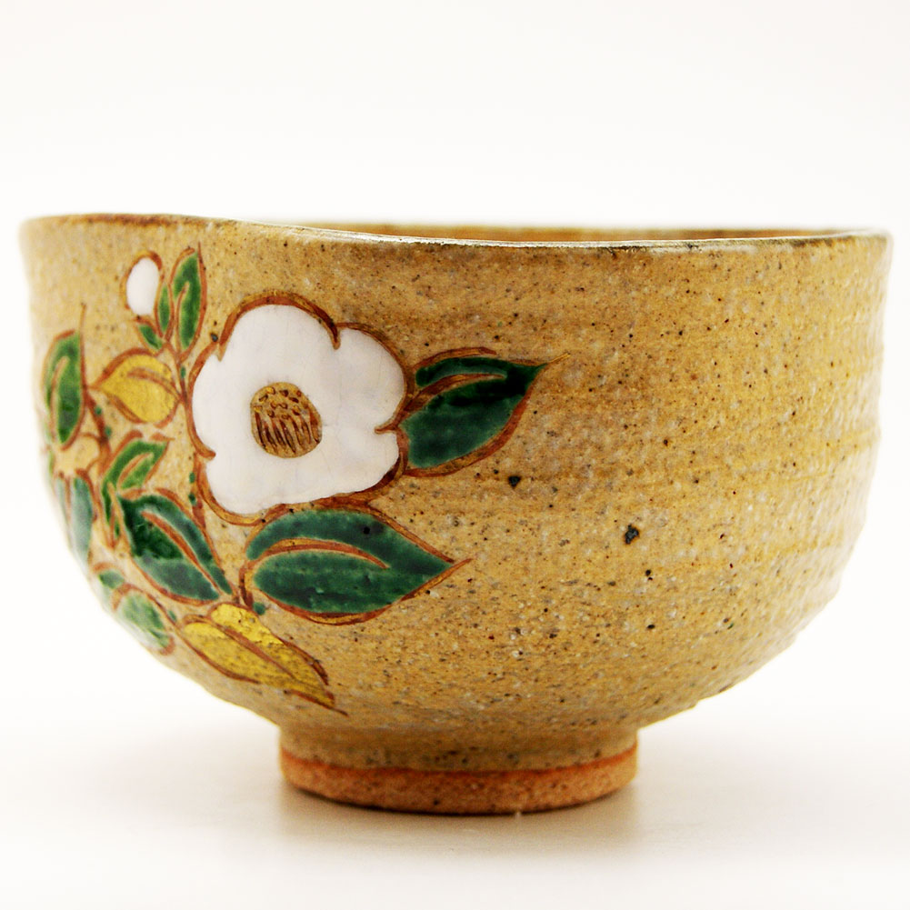 抹茶茶碗 椿絵 冬物 中村良二作 茶道具 Tea ceremony utensils 茶器 抹茶を点てる道具 竹製品 陶磁器 茶の湯道具 抹茶 matcha 茶道具類 お点前 水屋 お稽古用 美術品 裏千家 表流 表千家 千家 武者小路千家 薮内流