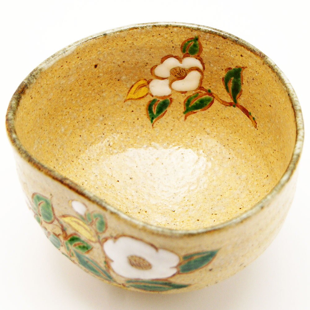 抹茶茶碗 椿絵 冬物 中村良二作 茶道具 Tea ceremony utensils 茶器 抹茶を点てる道具 竹製品 陶磁器 茶の湯道具 抹茶 matcha 茶道具類 お点前 水屋 お稽古用 美術品 裏千家 表流 表千家 千家 武者小路千家 薮内流