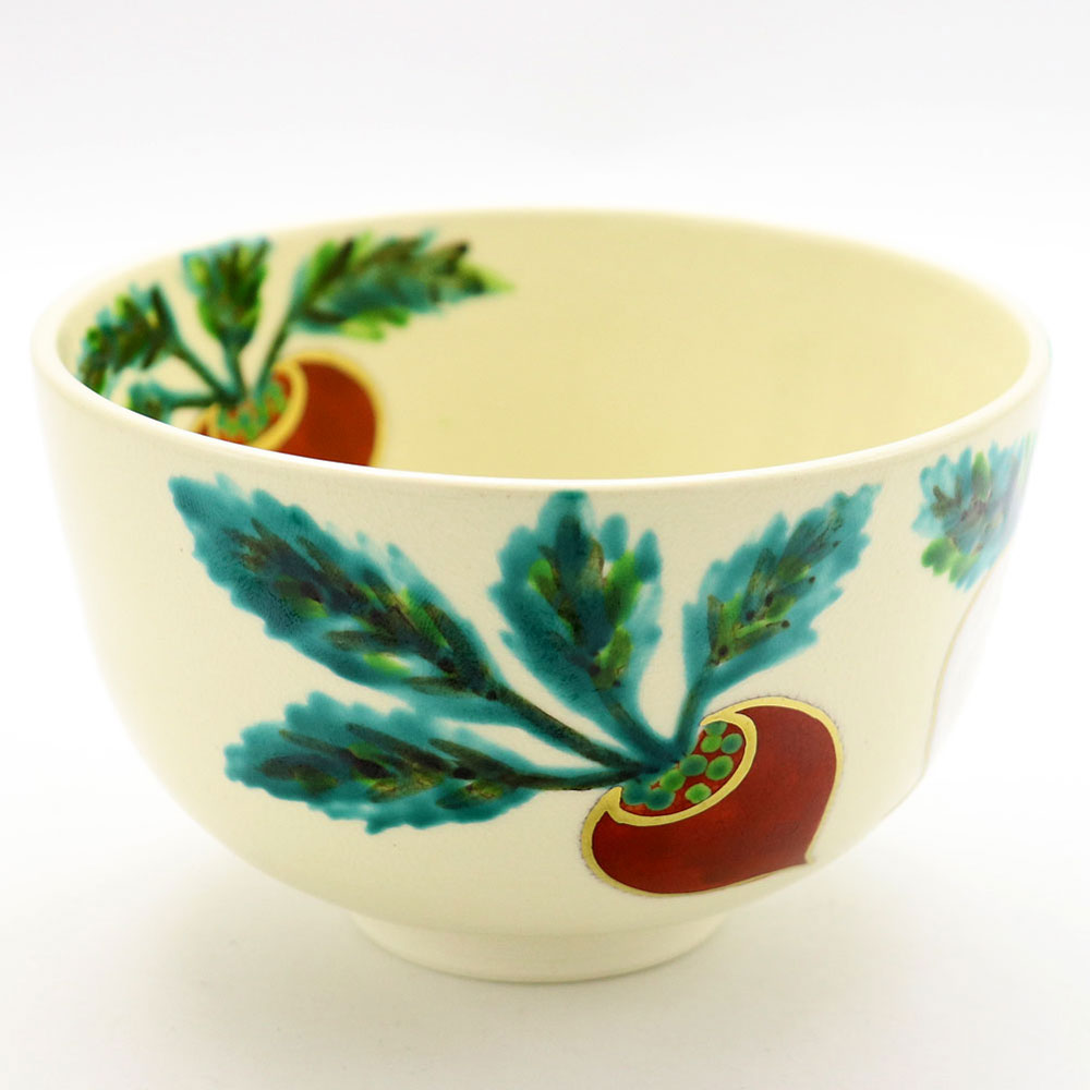 抹茶茶碗 色絵 紅白蕪 冬物 志峰作 茶道具 Tea ceremony utensils 茶器 抹茶を点てる道具 竹製品 陶磁器 茶の湯道具 抹茶 matcha 茶道具類 お点前 水屋 お稽古用 美術品 裏千家 表流 表千家 千家 武者小路千家 薮内流