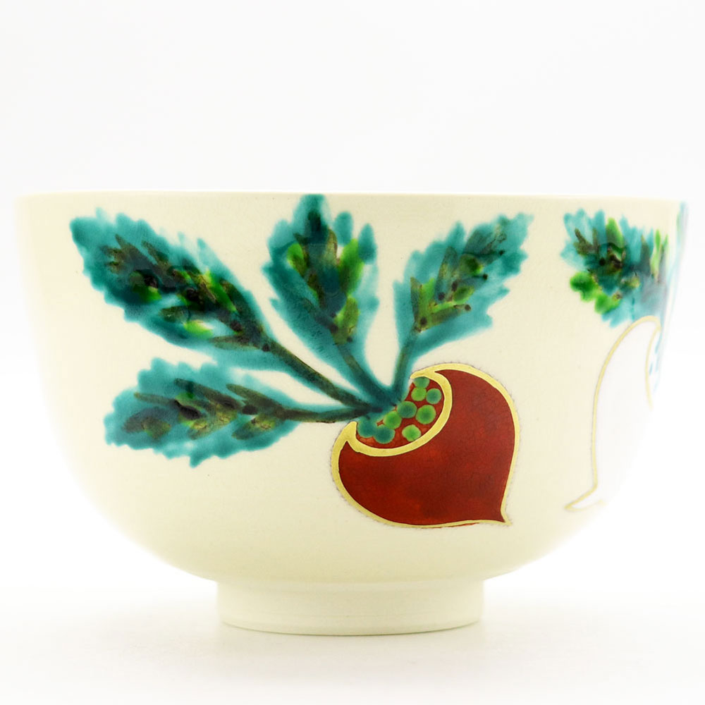 抹茶茶碗 色絵 紅白蕪 冬物 志峰作 茶道具 Tea ceremony utensils 茶器 抹茶を点てる道具 竹製品 陶磁器 茶の湯道具 抹茶 matcha 茶道具類 お点前 水屋 お稽古用 美術品 裏千家 表流 表千家 千家 武者小路千家 薮内流