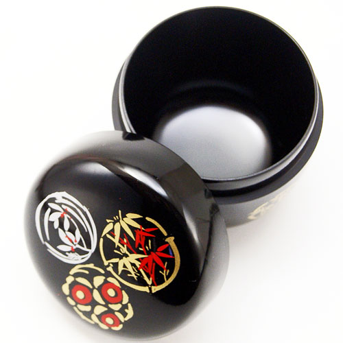 中棗 薄茶器 花丸 黒色 樹脂製 お稽古用 茶道具 茶の湯用品 抹茶