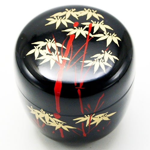 中棗 薄茶器 竹林 黒色 樹脂製 お稽古用 茶道具 茶の湯用品 抹茶お点前用 なつめ ナツメ 茶入 ちゃいれ 入門 初心者 セット お茶席 初釜 裏千家 表流 表千家 千家 武者小路千家 薮内流 棗 お稽古