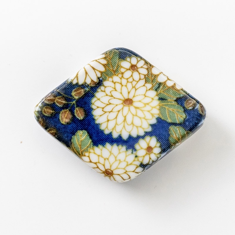 箸置き 丸紋菊 青 ひし型