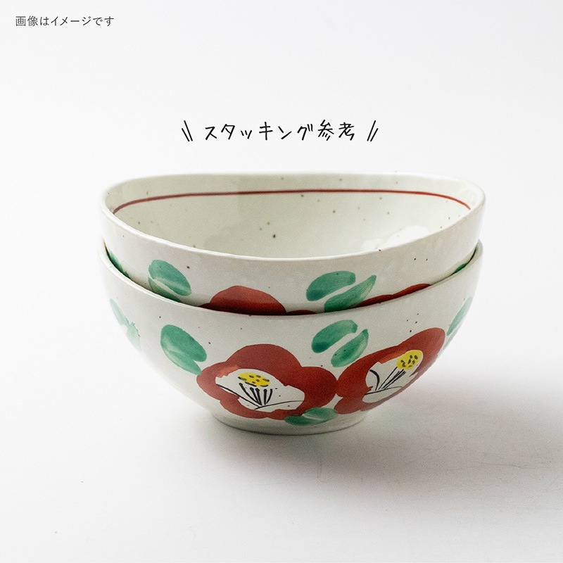 色絵 椿 135楕円鉢