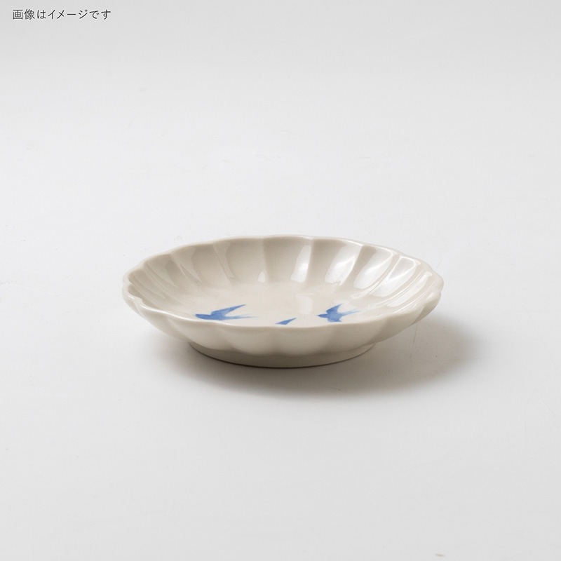 水彩ツバメ 90菊型小皿