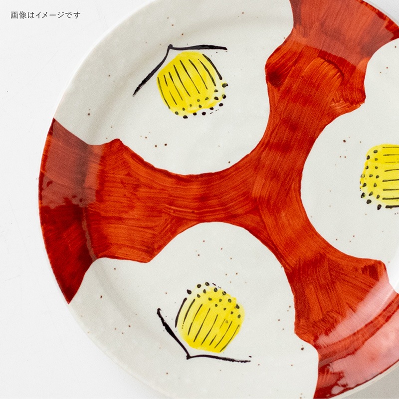 赤絵 椿 165皿