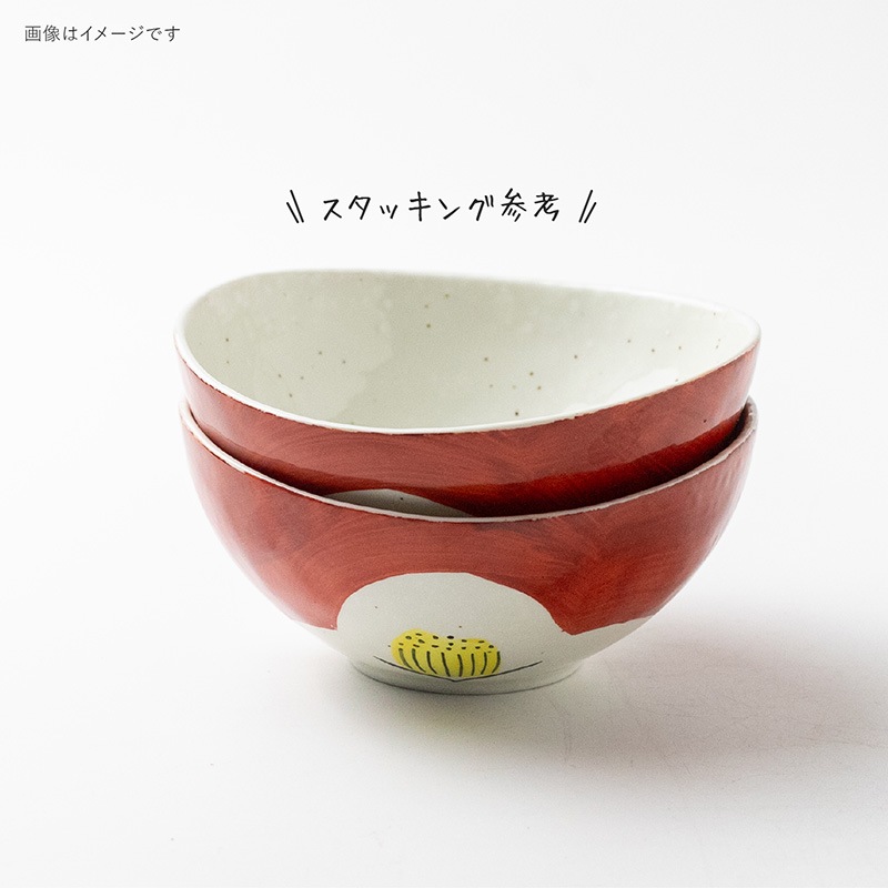 赤絵 椿 135楕円鉢