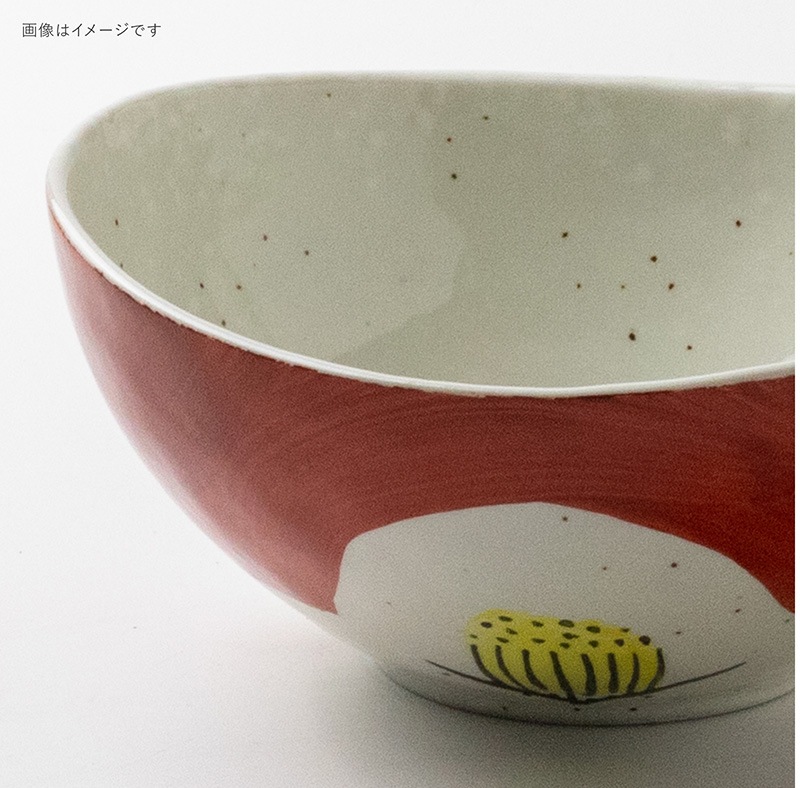 赤絵 椿 135楕円鉢