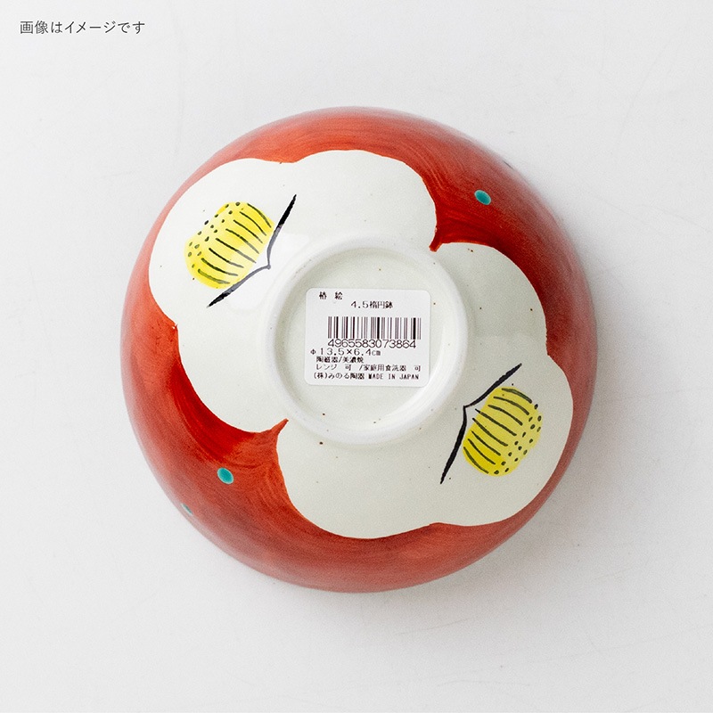 赤絵 椿 135楕円鉢