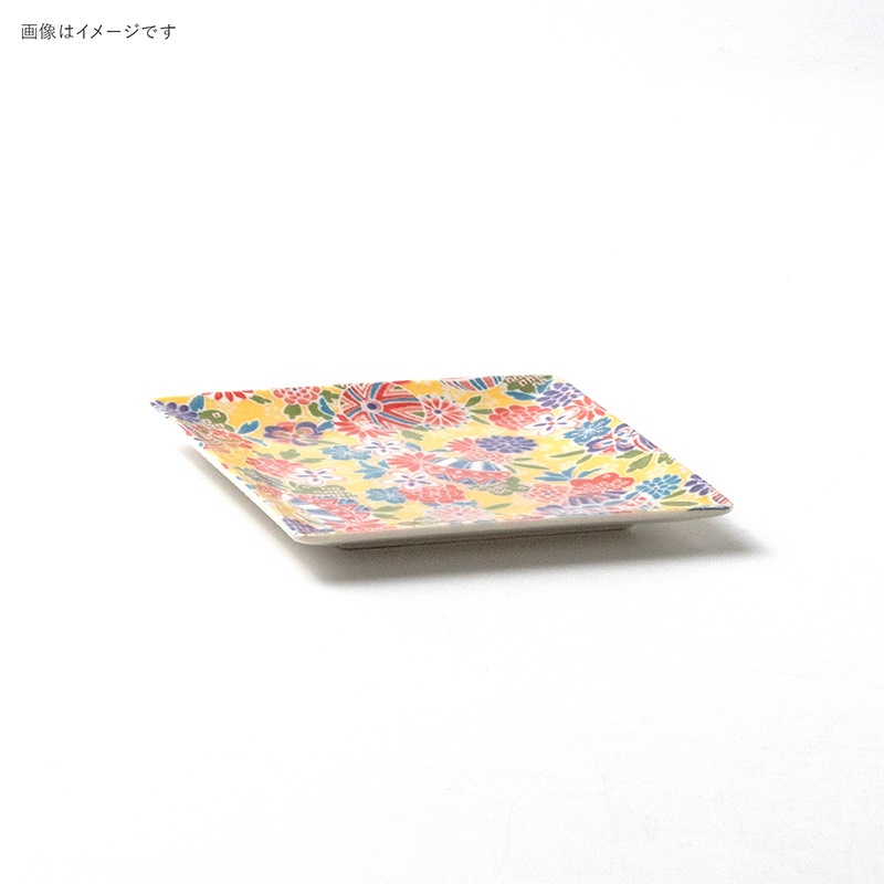 暖 100四角小皿 京雅 黄