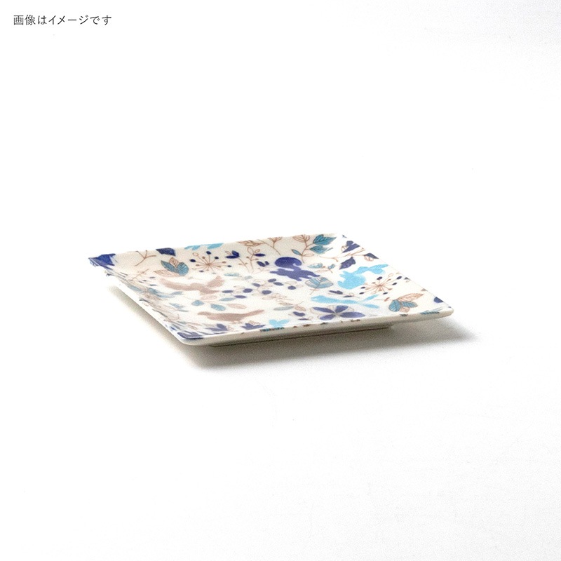 暖 100四角小皿 フォレスト 青