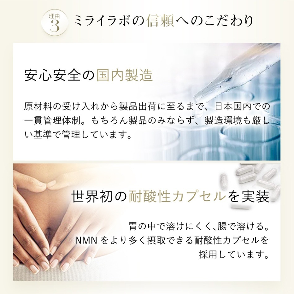 【価格改定】ミライラボ MIRAI LAB NMN + レスベラトロール プラス ( 60 カプセル ) 正規品 高純度 高品質 99% 人気 おすすめ 国産 NMN サプリ配送無料