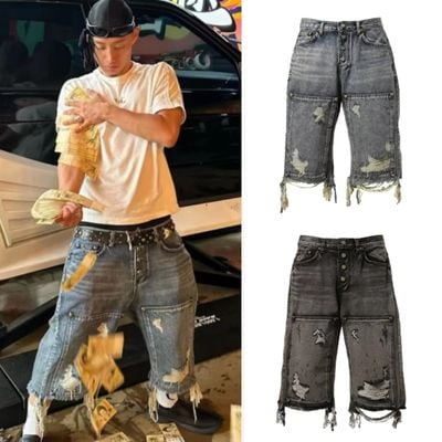 Thug Club デニム ハーフパンツ Double knee Damage Shorts