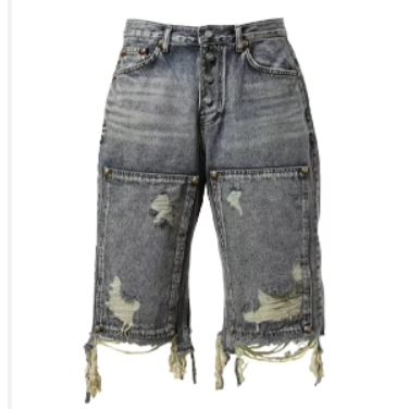 thug club ハーフパンツ Mサイズ ポケット付き Thug Club デニム ハーフパンツ Double knee Damage Shorts