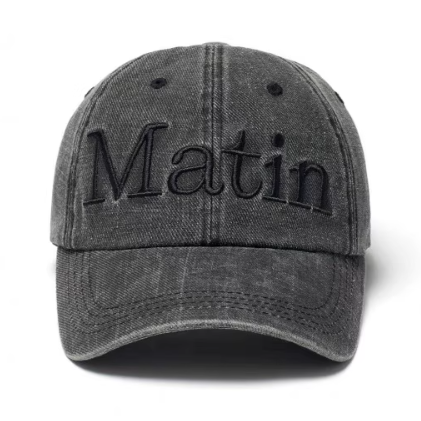 Matin Kim キャップ チャコール　新品 MATIN KIM ボールキャップ MATIN LOGO WASHED BALL CAP｜MIRISE