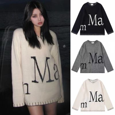 【Matin Kim 新品未使用】ブラック ロゴニットセーター F ☆正規品☆ 【MATIN KIM】COLOR LINE POINT LOGO KNIT PULLOVER