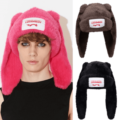 Charles Jeffrey LOVERBOY ファー ニットキャップ ビーニー ラビット