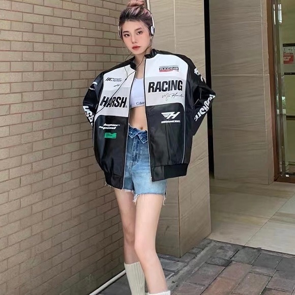 国内発/日本未入荷☆HARSH AND CRUEL☆レザー ジャケット☆ HARSH AND CRUEL バイカラー レーシングスーツ フェイクレザー