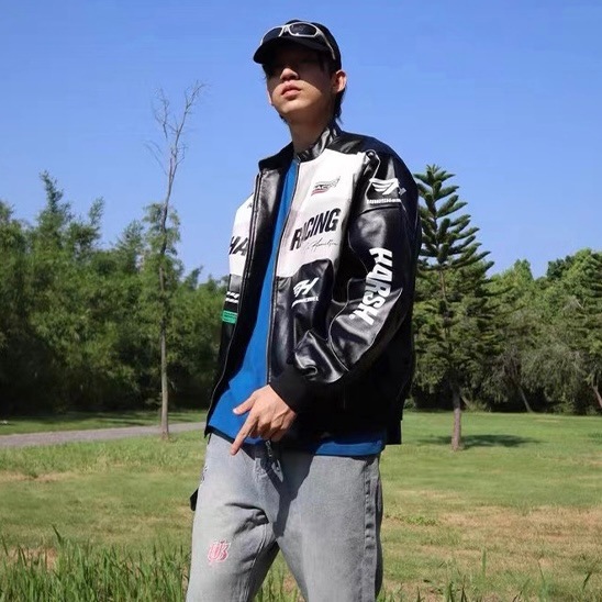 HARSH AND CRUEL バイカラー レーシングスーツ フェイクレザー