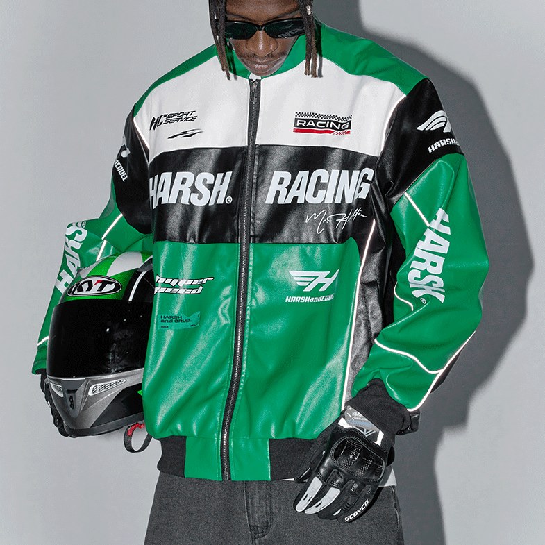 HARSH AND CRUEL バイカラー レーシングスーツ フェイクレザー