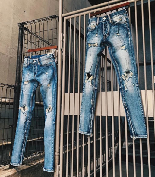 MNML ミニマル ストレッチ ダメージデニム M1 STRETCH DENIM BLUE
