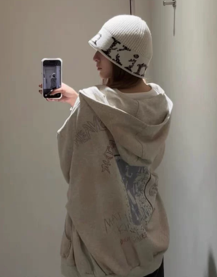 MATIN KIM ジップアップ フーディ パーカー VINTAGE WASHED GRAFFITI