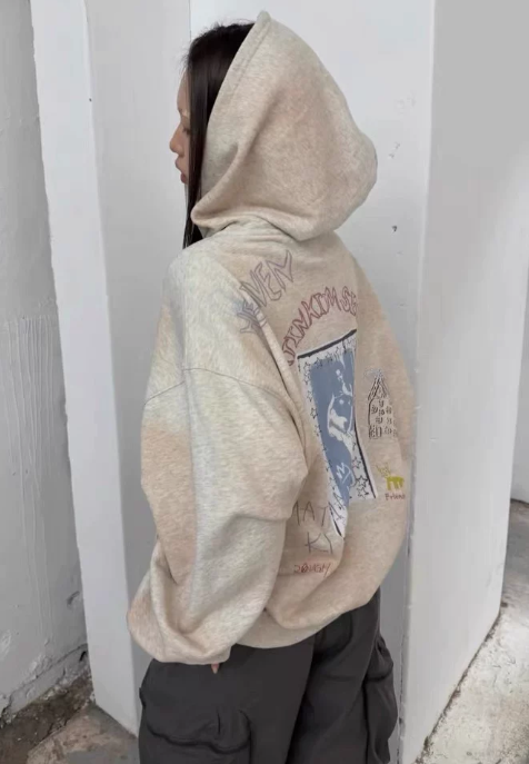 MATIN KIM ジップアップ フーディ パーカー VINTAGE WASHED GRAFFITI