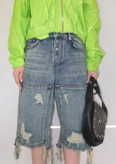 Thug Club デニム ハーフパンツ Double knee Damage Shorts
