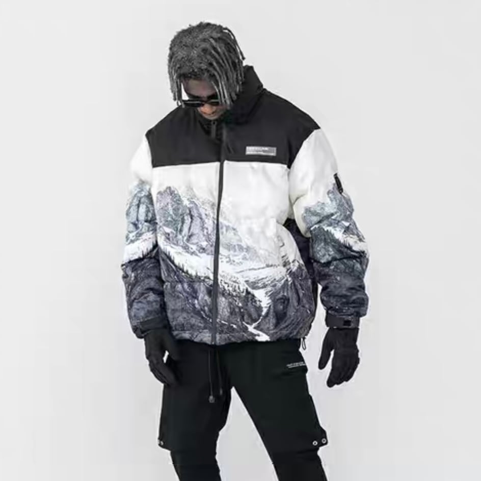 HARSH AND CRUEL ナイロン ジャケット ナイロンパンツ Lサイズ HARSH AND CRUEL ナイロンスプライシング スノーマウンテン