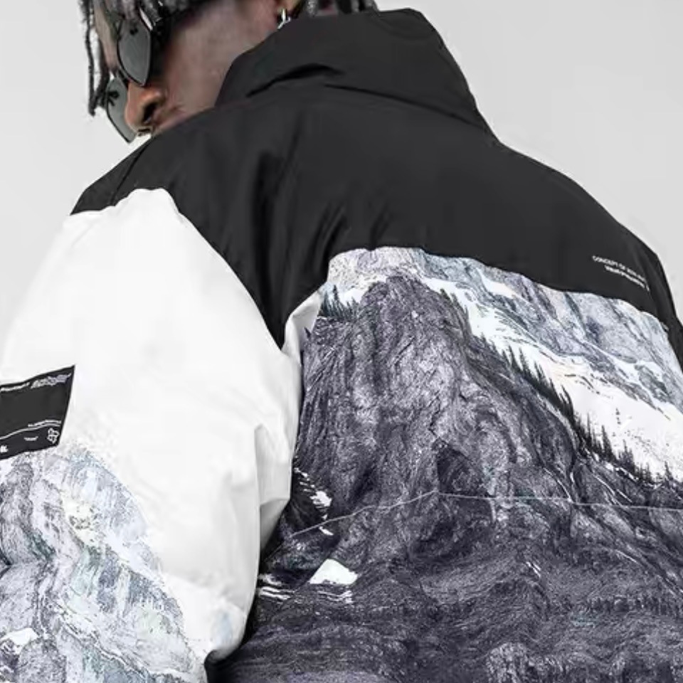 モノクロ山岳模様ダウンジャケット 最強DOWN JACKET TYPE1|最強ダウンジャケット タイプ1最強ダウン