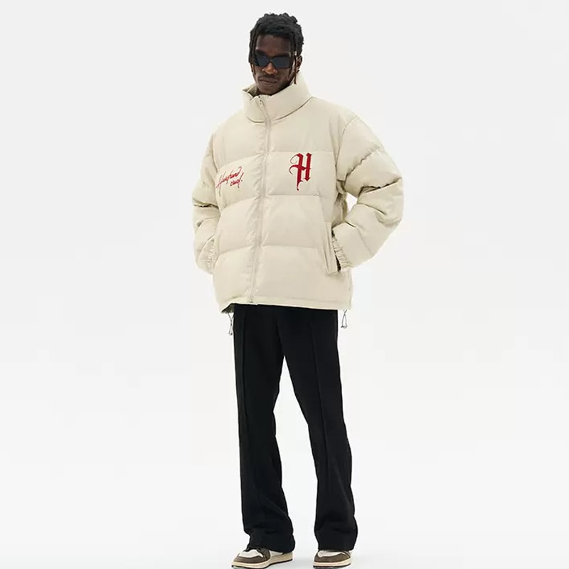 HARSH AND CRUEL タイポグラフィープリント ダウンジャケット｜MIRISE