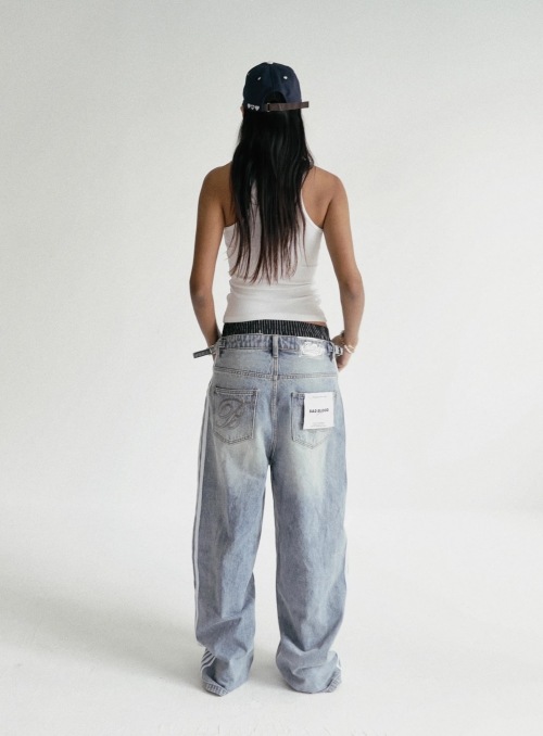 BADBLOOD ♥ Contrast check track pants /追跡付 BADBLOOD♥ Billy 2 Way Curved Jogger Trousers /追跡付