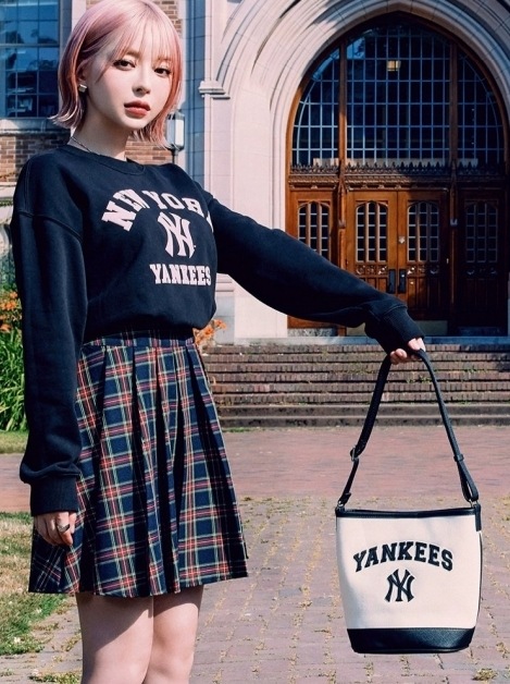 MLB ] バシチー レタリング キャンバス バケットバッグ