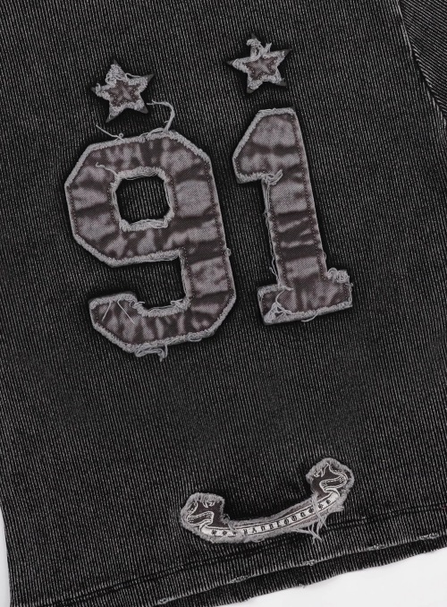 BADBLOOD クロップド デニムTシャツ Rusty Denim Muscle Tee