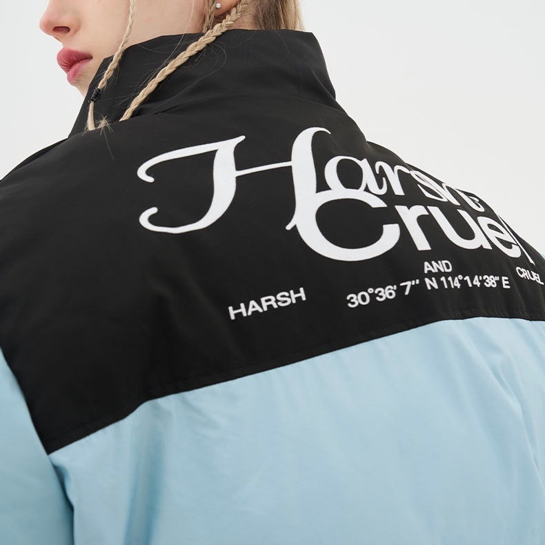 HARSH AND CRUEL ロゴパッチ バイカラー ダウンジャケット｜MIRISE