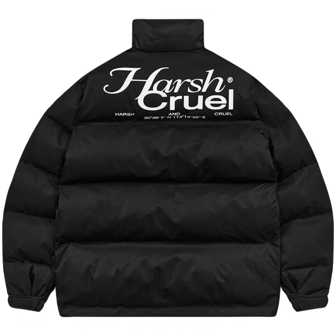 HARSH AND CRUEL ロゴパッチ バイカラー ダウンジャケット｜MIRISE