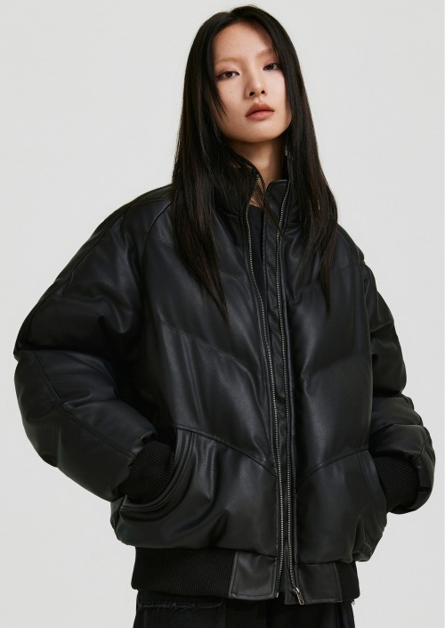 ANTIDOTE スラッシュライン フェイクレザー ダウンジャケット｜MIRISE