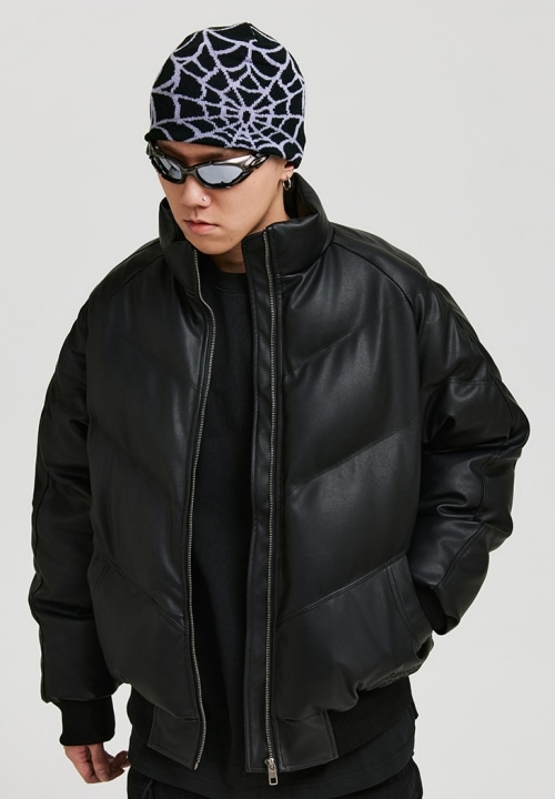 ANTIDOTE スラッシュライン フェイクレザー ダウンジャケット｜MIRISE