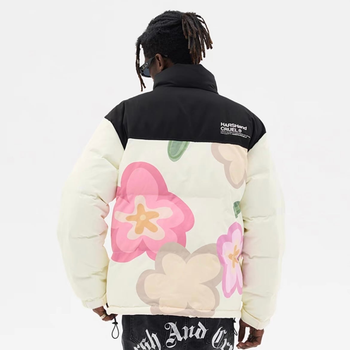 希少 poppy 花柄 ダウンジャケット HARSH AND CRUEL カラフル フラワープリント ダウンジャケット