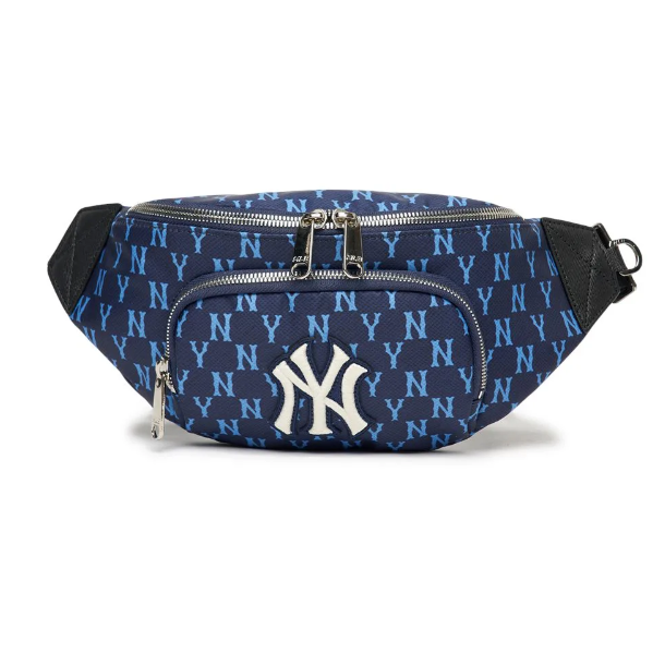 ★MLB Korea★ Monogram Hip Sack NY Black 3AHSM012N-50BKS MLB Monogram New York Yankees Hip Sack NY Logo Waist Bag