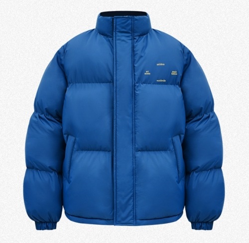 STONE  ポリウレタン　ジャケット 青 ANTIDOTE スタンドカラー ロゴ ダウンジャケット｜MIRISE(ミライズ