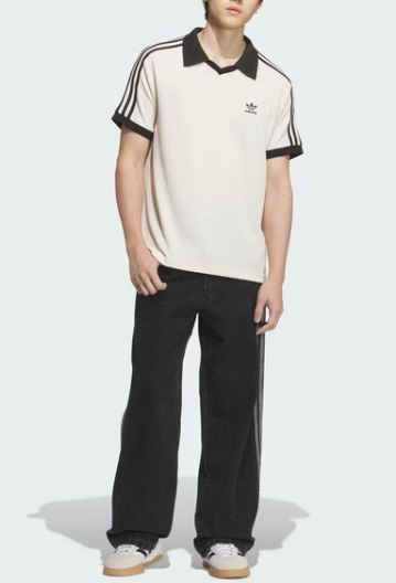 adidas ワッフル ストライプポロシャツ 白/ブラック adidas ワッフル ストライプポロシャツ 白/ブラック adidas