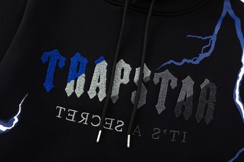 【美品 正規品】TRAPSTAR セットアップ S 黒 青 刺繍ロゴ 上下 関税送料込】Trapstar London トラックスーツ セットアップ (Trapstar