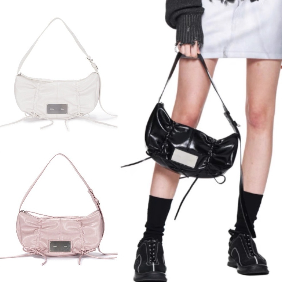MATIN KIM リボン ハンドバッグ(全3色) HALF SHIRRING RIBBON ROUND