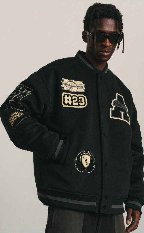 ANTIDOTE スタジャン キルティング刺繍 ウール スタジアムジャケット