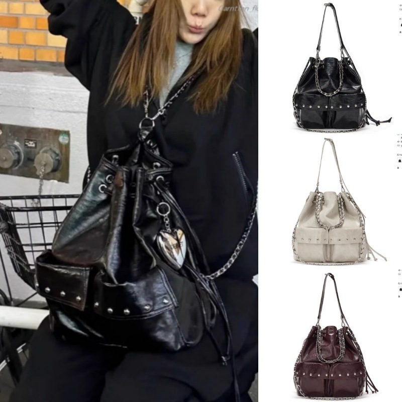 韓国 DEINET STUD POCKET MULTI バックパック　ホワイト DEINET DEINET 5-WAY STUD POCKET MULTI BAG | dealko - Buyee
