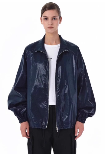MATIN KIM★マーチンキム リバーシブルジャンパー MATIN KIM □ APPLIQUE LOGO SHIRRING BOMBER JUMPER FOR WOMEN