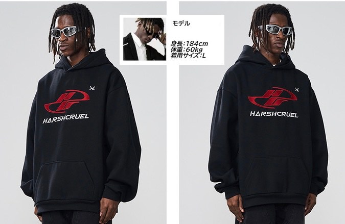 立体文字ロゴ パーカー ビッグシルエット コントラストカラー ★ セール】HWG_5オリジナル ビッグシルエットロゴパーカー - hwg